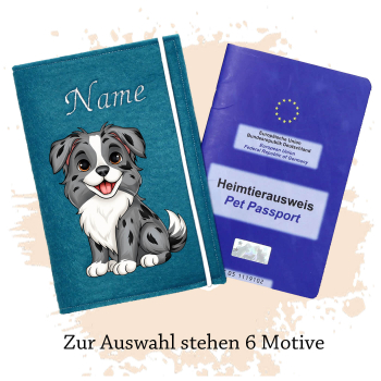 Impfpasshülle für die Hunderasse Border Collie blue merle